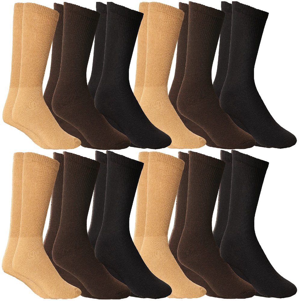 12 Pairs of Yacht & Smith Men's Value Pack of Ring Spun Cotton Crew Diabetic, Socks