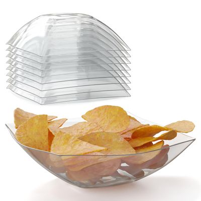 Exquisite Disposable Bowls Plastic Serving Bowls Pack Of 8 Square Salad Bowl 32 Oz Clear Plastic Bowls For Parties Disposable Serving Bowls For Salad Bar Buffet Serving Candy Bowl & Bowl Set