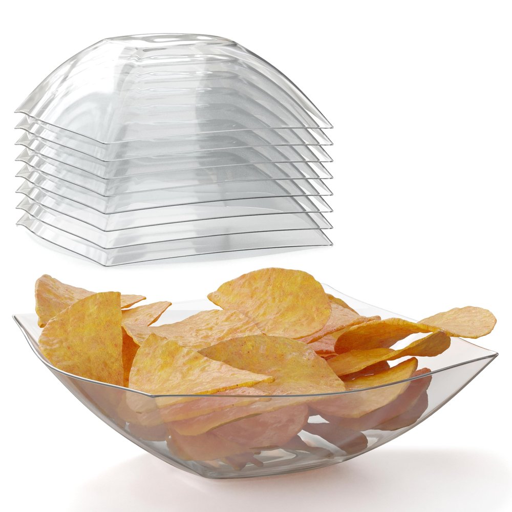 Exquisite Disposable Bowls Plastic Serving Bowls Pack Of 8 Square Salad Bowl 32 Oz Clear Plastic Bowls For Parties Disposable Serving Bowls For Salad Bar Buffet Serving Candy Bowl & Bowl Set
