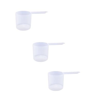 Plastic Measuring Scoop, (118.4 cc | 1/2 Cup | 4 fl oz. | 118.4 mL) Long Handle Spoons for Powders, Granules, Coffee, Pet Food, Baking Supplies, Protein and Other Dry Goods, BPA Free (Set of 3)