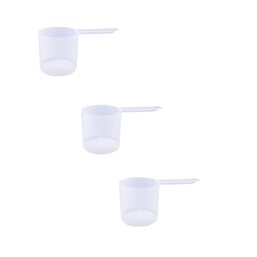 Plastic Measuring Scoop, (118.4 cc | 1/2 Cup | 4 fl oz. | 118.4 mL) Long Handle Spoons for Powders, Granules, Coffee, Pet Food, Baking Supplies, Protein and Other Dry Goods, BPA Free (Set of 3)