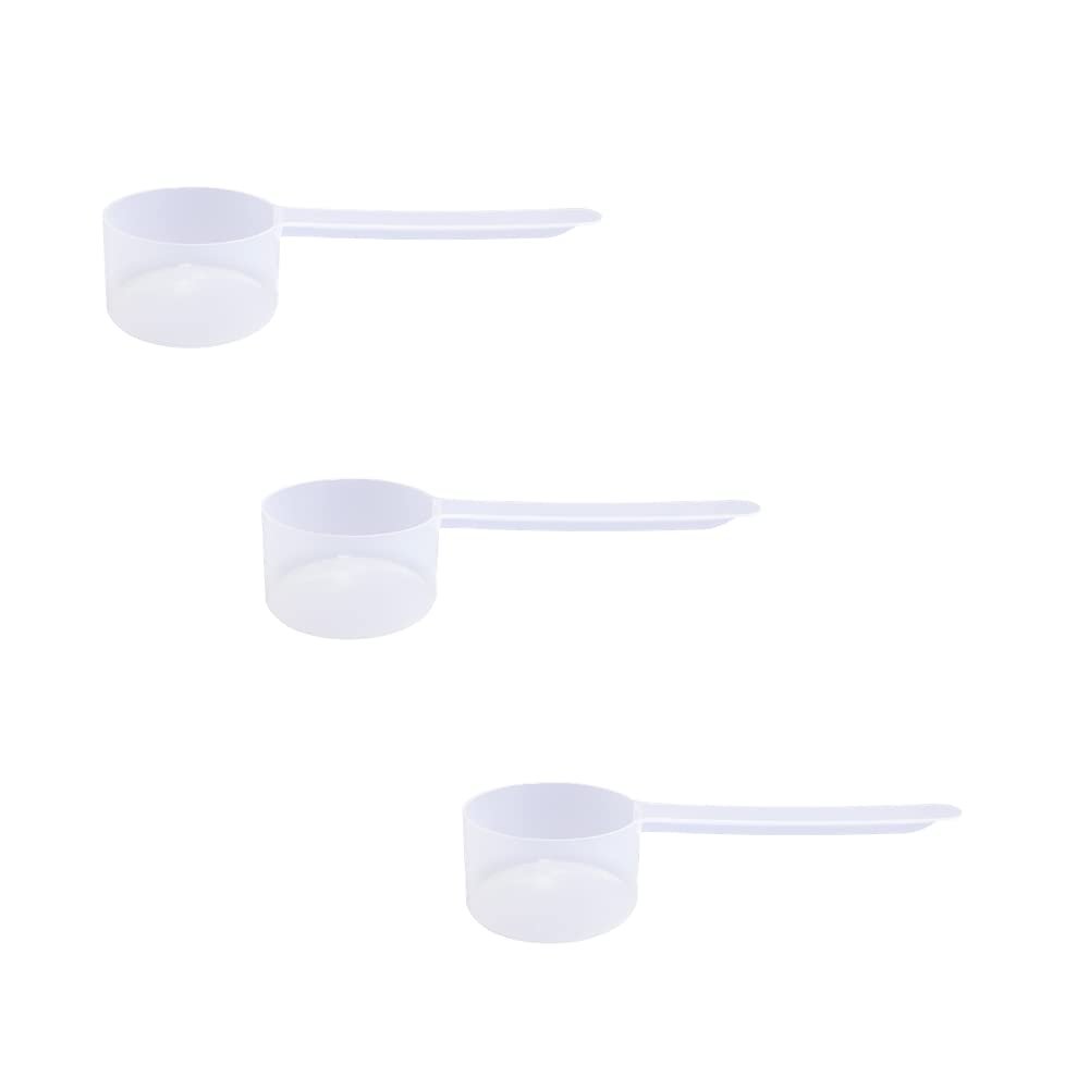 Plastic Measuring Scoop, (43 cc | 1.5 Oz. | 43 mL) Long Handle Spoons for Powders, Granules, Coffee, Pet Food, Baking Supplies, Protein and Other Dry Goods, BPA Free (Set of 3)