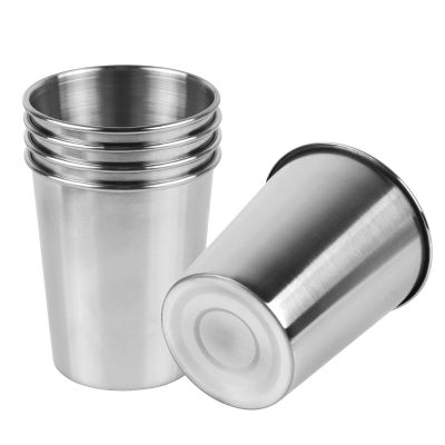 Teqooza 5 Pack 8 Ounce 230ml Stainless Steel Cups Shatterproof Pint Drinking Cups Metal Drinking Glasses for Kids and Adults, Pack of 5