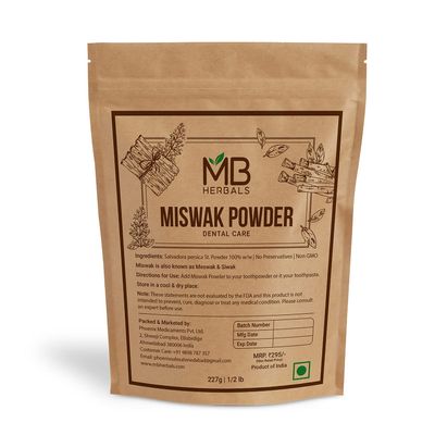 MB Herbals Miswak Powder 8 oz (0.5 lb) | 100% Pure Siwak Sewak | Salvadora persica | Natural Tooth Powder | Miswaq Toothpowder