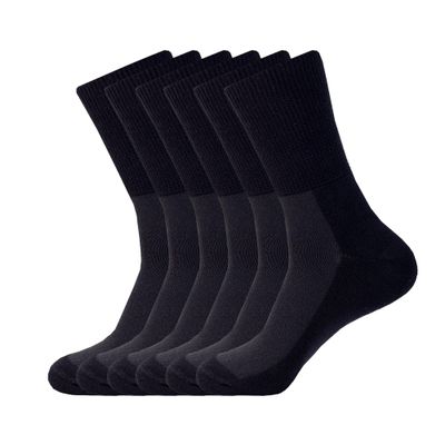 1SOCK2SOCK 6 Pack Diabetic Crew Socks, Therapeutic, Non-Binding Circulatory Silky Soft Cushioned Socks Black Medium