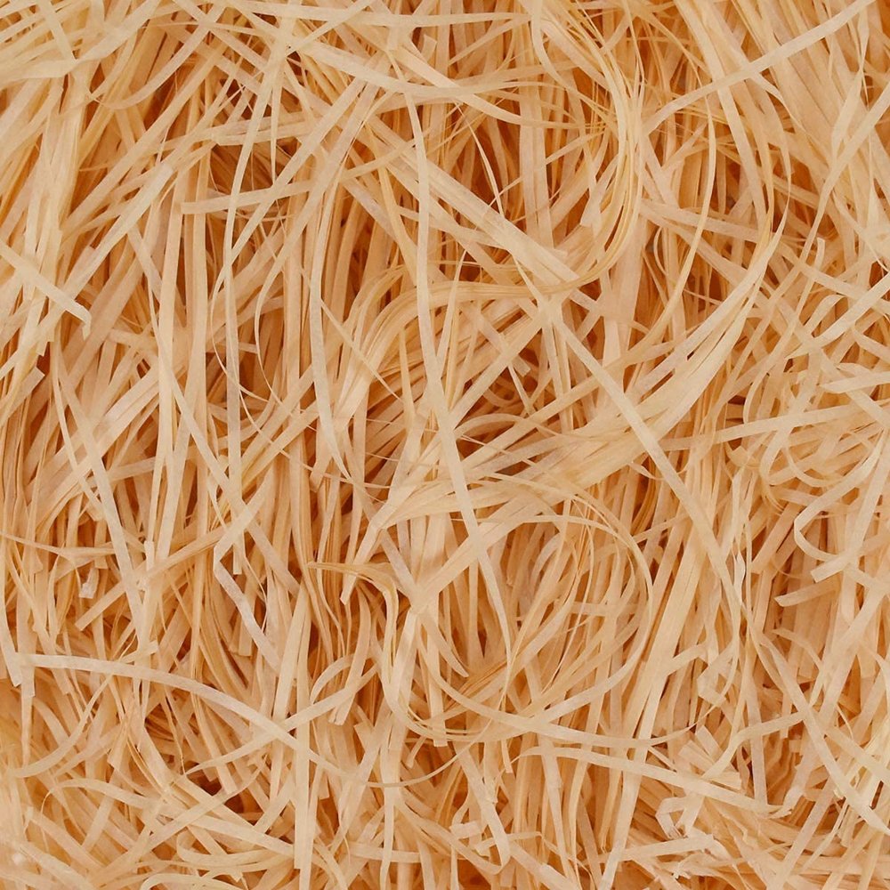 JINZOFLY Raffia Paper Shreds, 100g Shredded Paper for Gift Box, Crinkle Cut Paper Shred Filler for Gift Wrapping & Basket Filling(Champagne)
