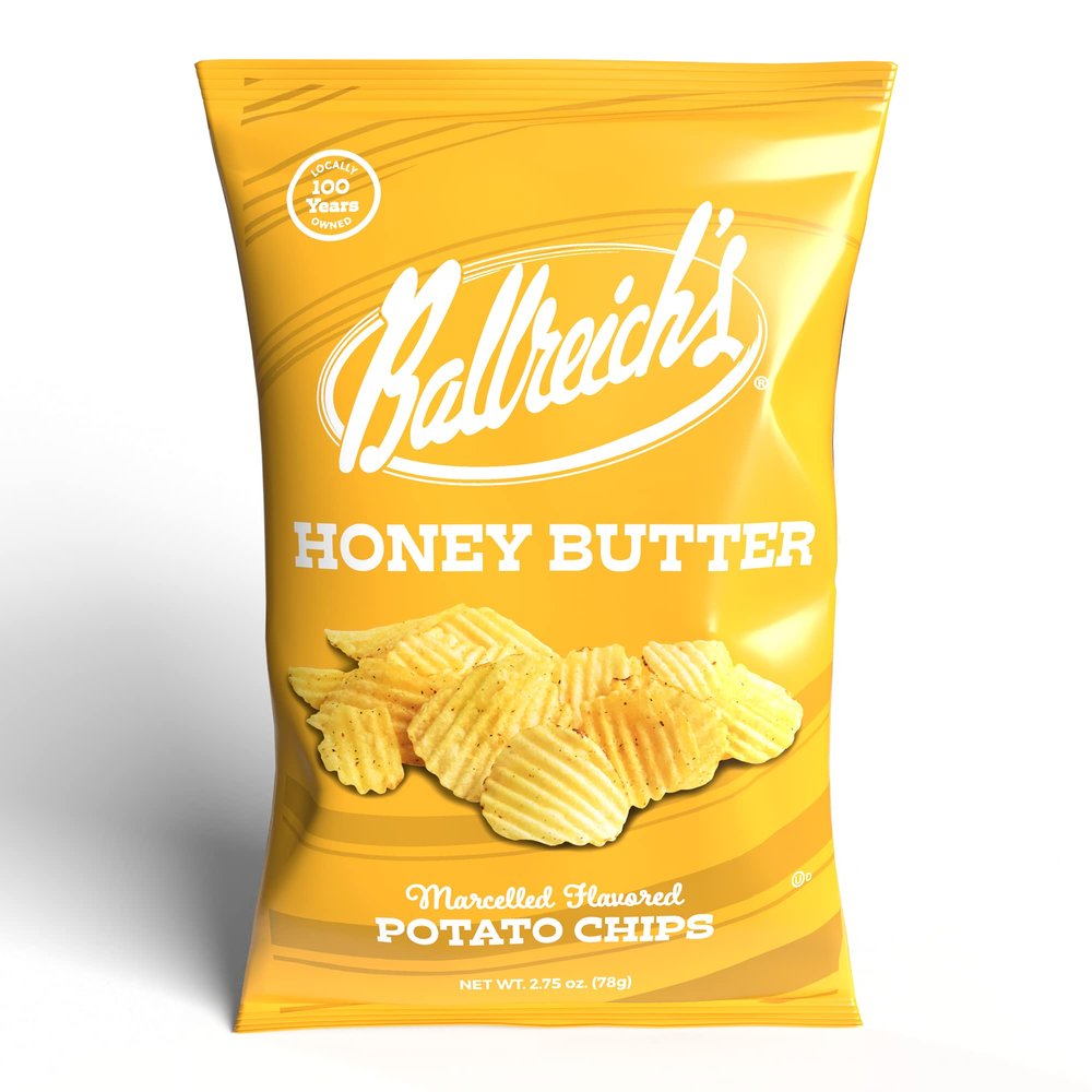 Ballreich Snack Food Company Marcelled Potato Chips (Honey Butter), 2.75oz (Pack of 24)