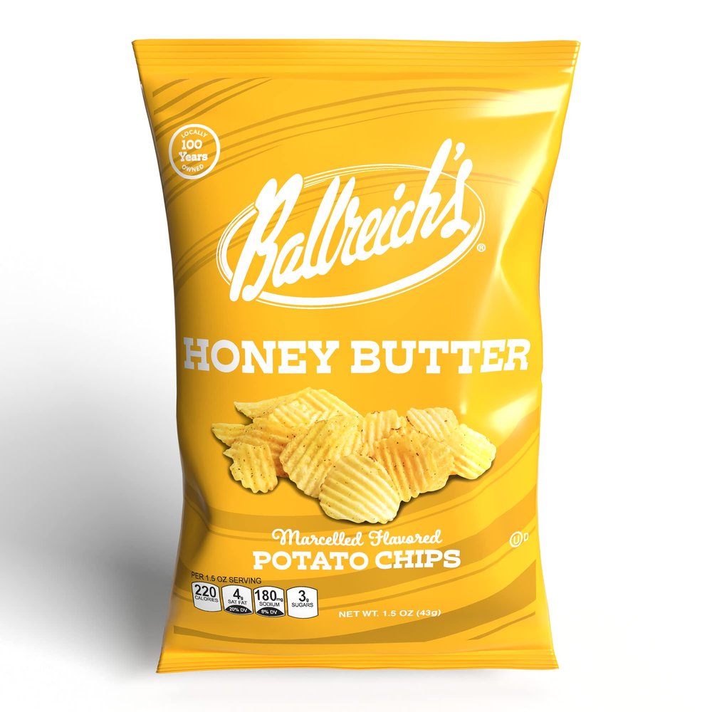 Ballreich Snack Food Company Marcelled Potato Chips (Honey Butter), 1.5oz (Pack of 6)