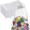 100 Premium Sheer Organza Bags, White Wedding Favor Bags with Drawstring, 5x7 inches Jewelry Gift Bags for Party, Festival, Makeup view 1