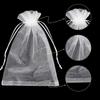 100 Premium Sheer Organza Bags, White Wedding Favor Bags with Drawstring, 5x7 inches Jewelry Gift Bags for Party, Festival, Makeup view 3