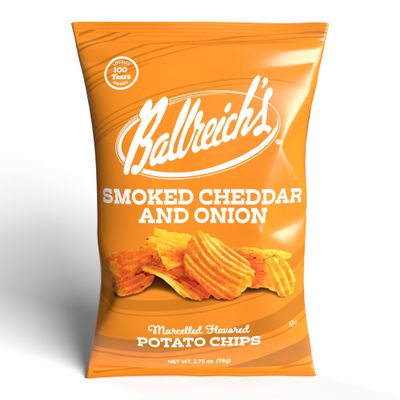 Ballreich Snack Food Company Marcelled Potato Chips (Smoked Cheddar & Onion), 2.75oz (Pack of 24)
