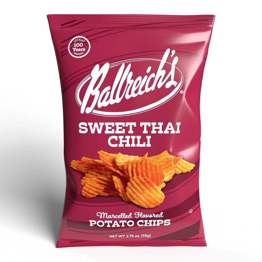 Ballreich Snack Food Company Marcelled Potato Chips (Sweet Thai Chili), 2.75oz (Pack of 24)