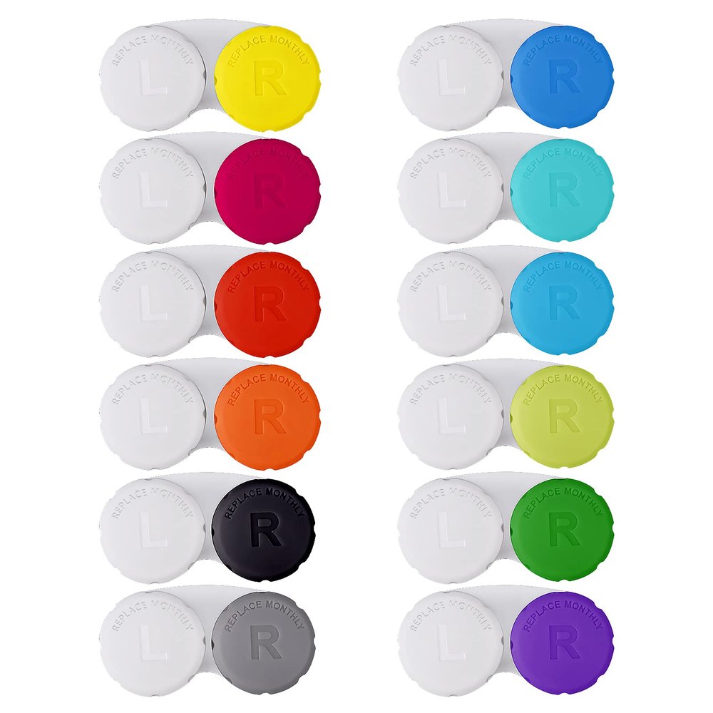 Lasiyanor 12PCS Colorful Contact Lens Case, Contact Lens Immersion Kit, Leak-Proof Packaging, Suitable for Outdoor Mini Contact Lens Case Screw Top
