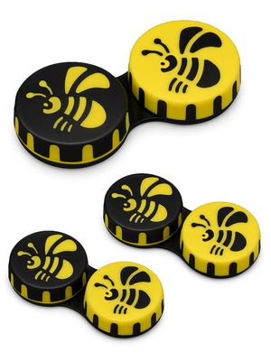 SPORTS WORLD VISION Seasonal Fun Contact Lens Cases Bee Cute Screw Top Travel Storage Contact Lens Box L/R Eyes Holder Container, Outdoor Mini Contact Lens Storage case, 3 Cases in Same Style