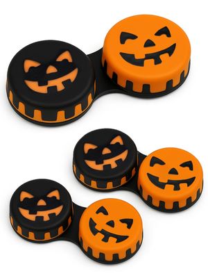 SPORTS WORLD VISION Seasonal Fun Contact Lens Cases Halloween Cute Screw Top Travel Storage Contact Lens Box L/R Eyes Holder Container, Outdoor Mini Contact Lens Storage case, 3 Cases in Same Style