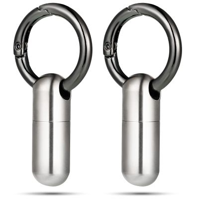 2 Pieces Mini Small Keychain Pill Holder Waterproof Keychain Pill Holder Container Portable Titanium Alloy Box Case for Travel Purse Pocket