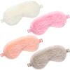 4 Pieces Plush Eye Mask Silk Furry Sleep Masks Comfortable Blindfold Eye Cover Colorful Satin Night Eyeshade Cover for Women Men Sleep Travel Nap Sleeping (Solid, Fresh Colors) view 1