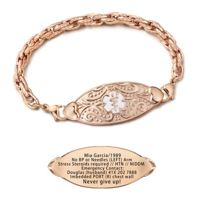 ASTERY Custom Medical Alert Bracelet for Women with Free Engraving,Personalized Emergency Identification Bracelet Waterproof Diabetic Women's Medical Alert ID Bracelet