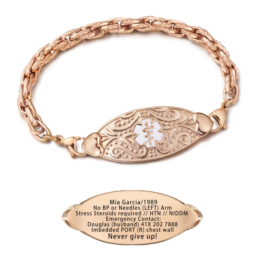 ASTERY Custom Medical Alert Bracelet for Women with Free Engraving,Personalized Emergency Identification Bracelet Waterproof Diabetic Women's Medical Alert ID Bracelet