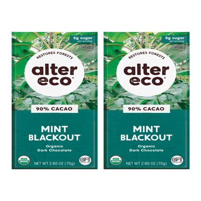 Alter Eco | Dark Chocolate Bars | Pure Dark Cocoa, Fair Trade, Organic, Non-GMO, Gluten Free (2-Pack Mint Blackout)