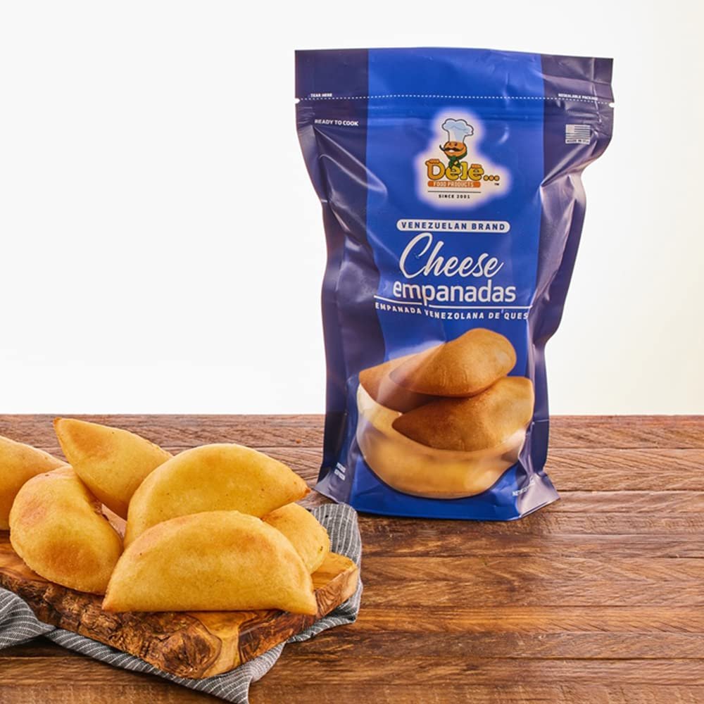 DELE FOOD White Cheese Empanadas, 3 oz (8 Units)  Gluten-Free Frozen Appetizer with Cornmeal Dough and Cheese  Pre-Cooked and Ready to Heat in Oven or Air Fryer  Perfect Snack or Party Food