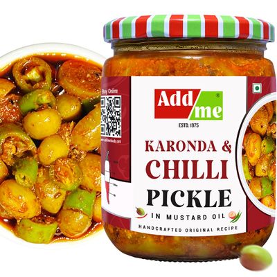 Add me Mixed Pickle of Karonda Chilli Mix Pickle 500g Mirchi AUR karonde ka achar kalakai Glass Pack
