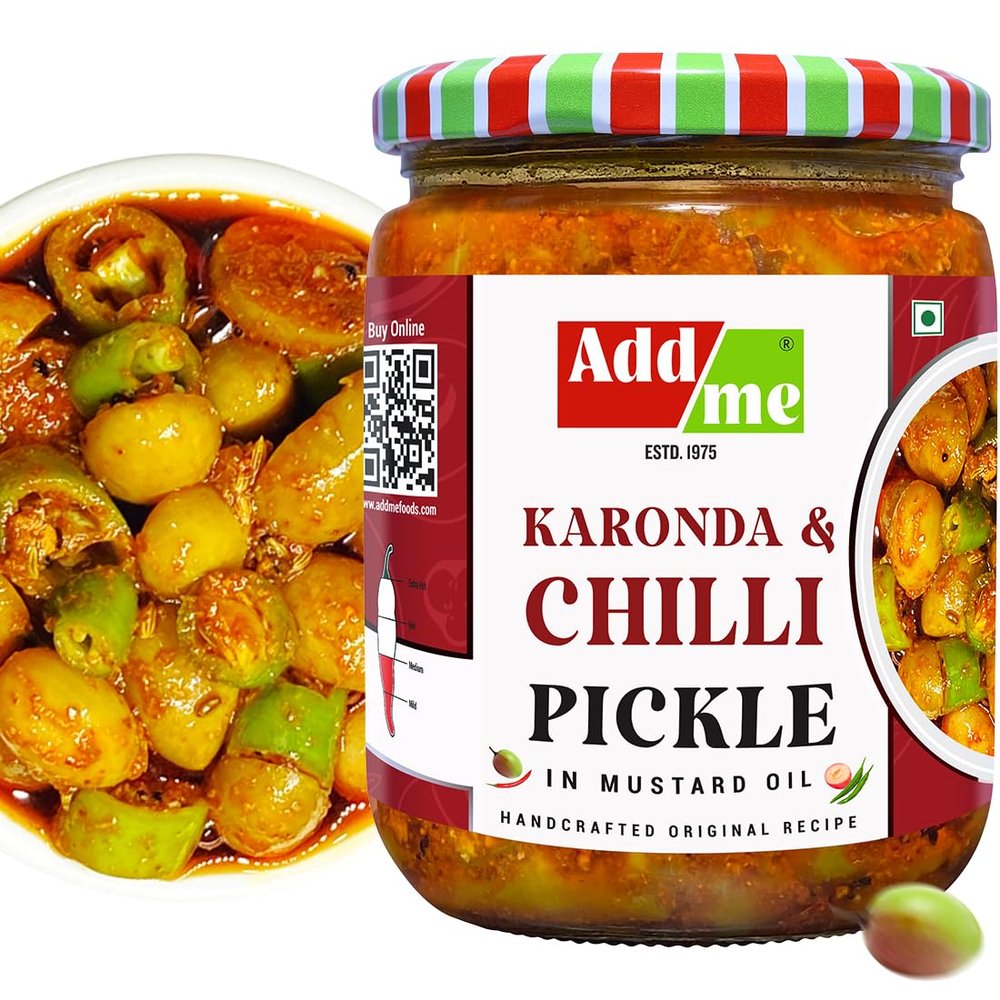 Add me Mixed Pickle of Karonda Chilli Mix Pickle 500g Mirchi AUR karonde ka achar kalakai Glass Pack