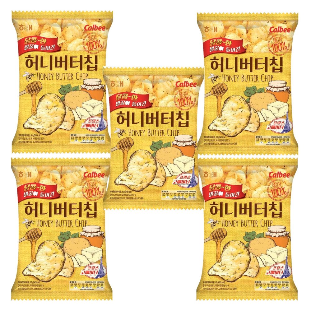 HAITAI HONEY BUTTER CHIP VARIETY SNACK BOX - ORIGINAL, FROMAGE BLANC, AND COMBO(60g,120g) BOX DEAL (Original 60g, 5)