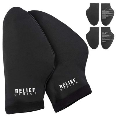 Relief Genius Hand Ice Pack Cold Therapy for Hands - Ice Gloves for Chemo, Neuropathy, Arthritis, Injuries and Working Hands Includes 2 Mittens and 4 Reusable and Flexible Gel Ice Packs S/M Black