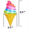 Zugar Land Rainbow Ice Cream Cone Inflates (33") Vinyl. (6 Pack) Colorful Large Huge Soft Ice Cream Swirl Display Decor Balloon view 3