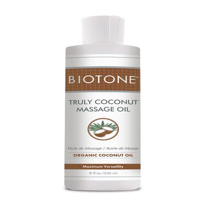 BIOTONE Truly Coconut Massage Oil with Organic Coconut Oil, Melts Away Tension and Promotes Deep Relaxation, Light, Versatile, Long-Lasting, Easy Wash-Out, Can Also Use as a Bodycare Oil