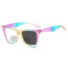bullabulling Hollow Cat Eye Bifocal Reading Glasses, Photochromic Gray Sunglasses, 0.00/+2.50 Magnification for Women (rainbow, 3.25) view 1