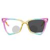 bullabulling Hollow Cat Eye Bifocal Reading Glasses, Photochromic Gray Sunglasses, 0.00/+2.50 Magnification for Women (rainbow, 3.25) view 2