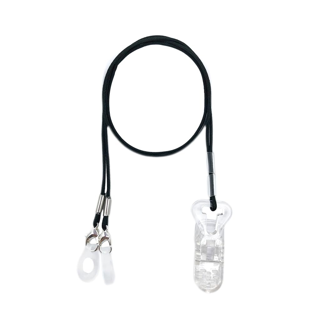 Clips Otoclip for Adults and Kids with 7mm 9mm 11mm Silicone Loops for BTE Hearing Aids - Anti Lost Lanyard Cord and Carry Case (Black)