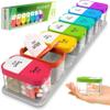 Extra Large Weekly Pill Organizer - XL Vitamin Holder with 7 Detachable AM PM Compartments - Portable Medicine Dispenser for Home and Travel, Big Supplement Container for Weekly or Daily Use, Rainbow view 1
