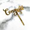 10 Pieces Congrats Acrylic Cake Toppers Gold Congratulations Cake Topper for Birthday Wedding Graduation Party Cupcake Decorations view 3