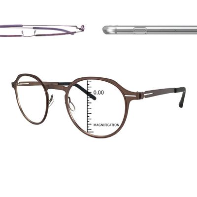 ProEyes Longitude 5, Progressive Blue Light Blocking Screwless Readers, Anti-Reflective, 0 Power on Top Lens (Brown, 1.50)