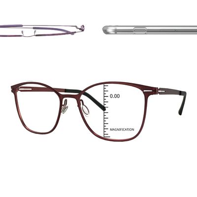 ProEyes Longitude 6, Progressive Blue Light Blocking Screwless Readers, Anti-Reflective, 0 Power on Top Lens (Red, 1.75)