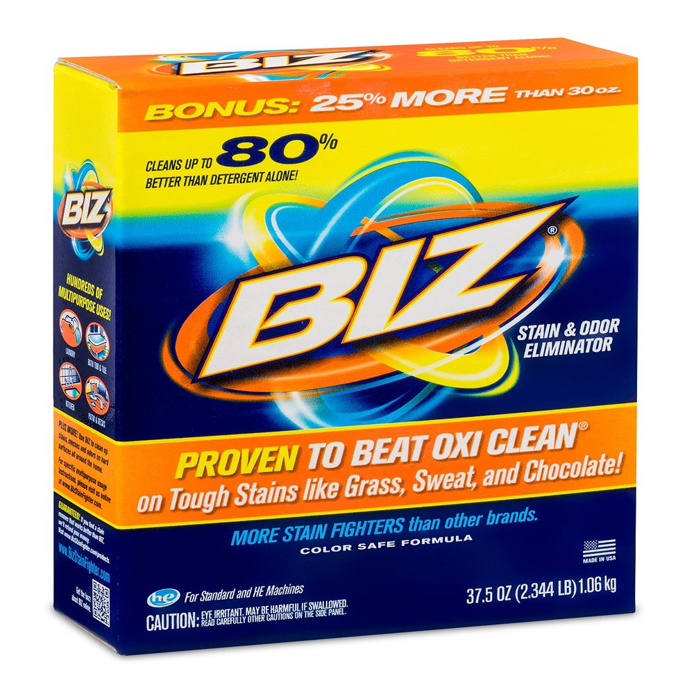 Biz Powder, Laundry Detergent Booster, Stain & Odor Removal - 8-Pack, 37.5 Ounce Boxes