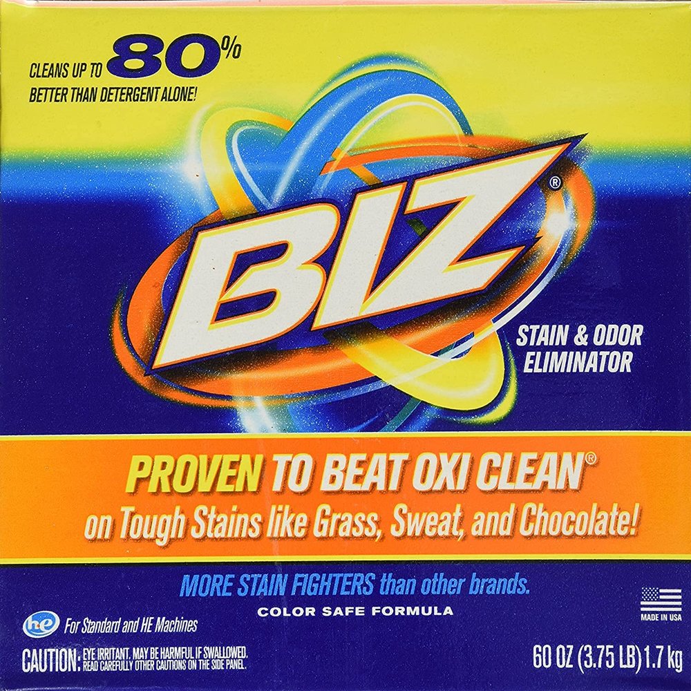 Biz Laundry Detergent Powder Booster, Stain & Odor Removal - 4-Pack, 60 Ounce Boxes