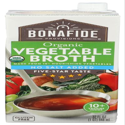 BONAFIDE PROVISIONS Organic No Salt Added Vegetable Broth, 32 FZ