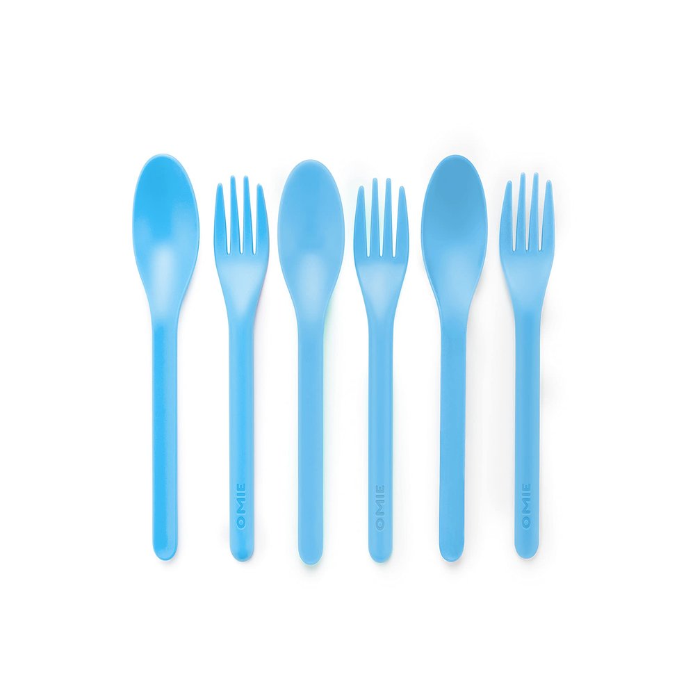 Omie OmieBox Utensil Refill Pack for OmiePod - Matches Capri Blue, Sunrise Orange or Mint Green OmieBox Utensil Set with Case - Reusable, Travel, Lunch Boxes - 3 spoons + 3 forks | PODS NOT INCLUDED