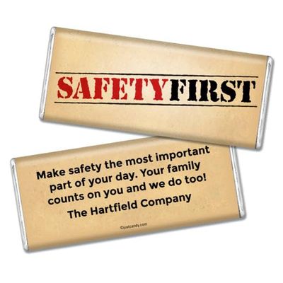 36ct Safety Giveaways Promotions Personalized Candy Chocolate Bars (36 Pack) Safety First