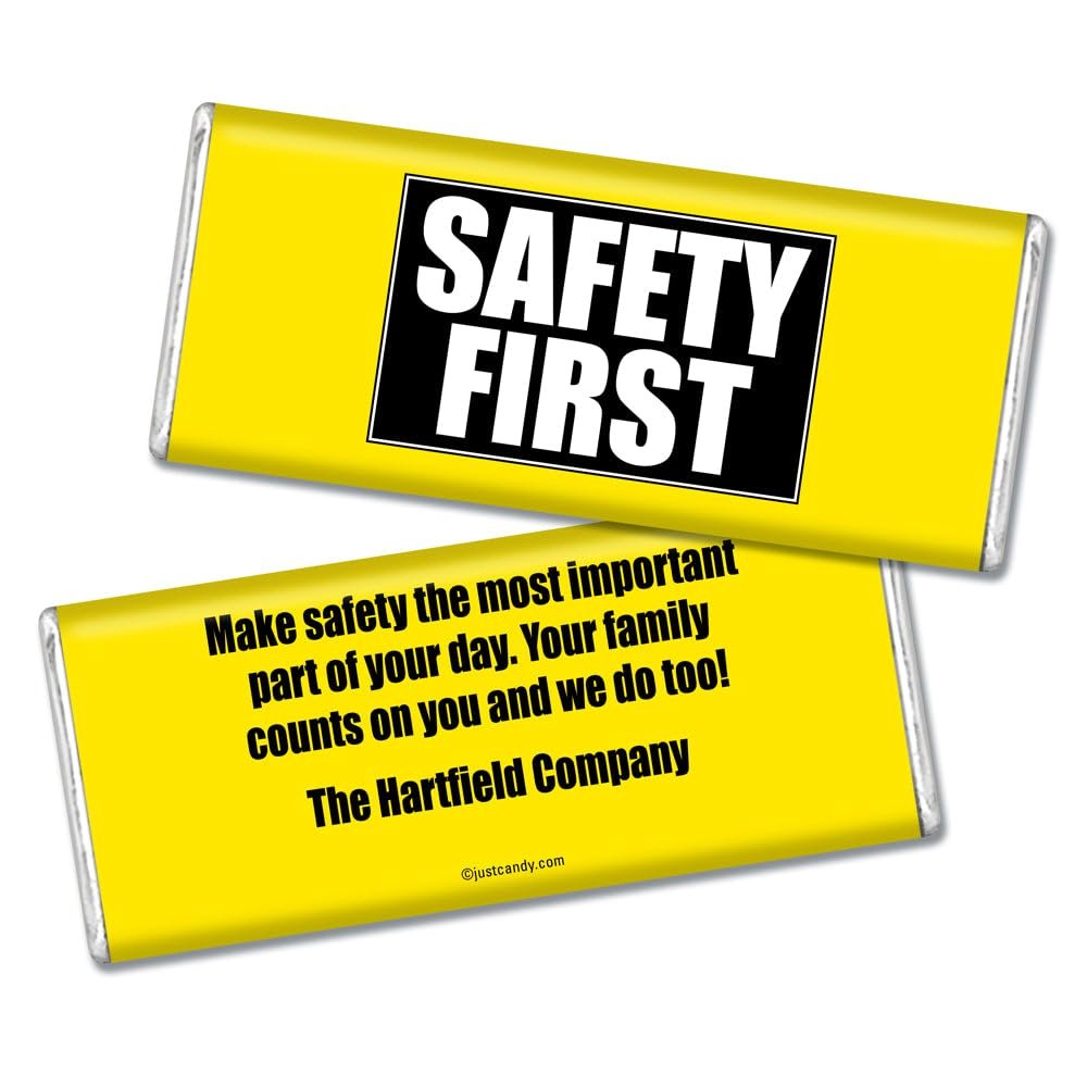 12ct Safety Giveaways Personalized Candy Chocolate Bars (12 Pack)