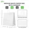 EcoQuality Large White Kraft Paper Bags with Handles 13x7x17 inches, Shopping, Gift Bags, Party, Retail, Merchandise, Lunch Bags, Grocery Bags, Strong, Reusable, Durable, Ecofriendly (150) view 3