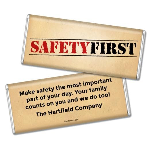 12ct Safety Giveaways Promotions Personalized Candy Chocolate Bars (12 Pack) - Safety First