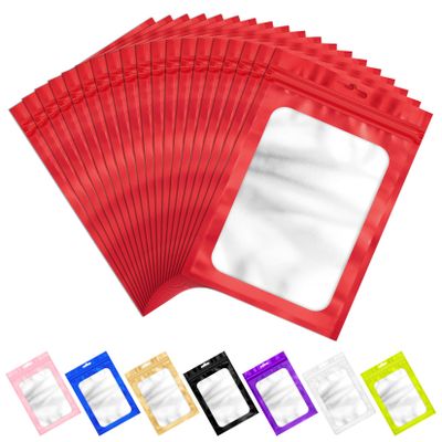 ANZNKU 100 Pcs Red Mylar Bags, Resealable Smell Proof Small Foil Pouches