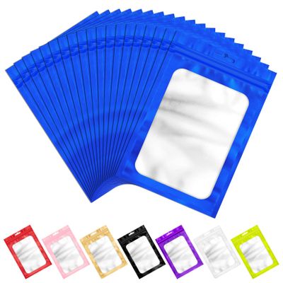 ANZNKU 100 Pcs Blue Mylar Bags, Resealable Smell Proof Small Foil Pouches