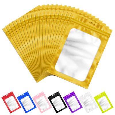 ANZNKU 100 Pcs Golden Mylar Bags, Resealable Smell Proof Bag Foil Pouches