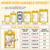 100 Pieces Resealable Mylar Bags with Zipper and Frosted Clear Window Packaging Bags Foil Pouch Zip Bag for Food Self Sealing Storage Supplies (Golden, 3.14x5.11 inches) view 2